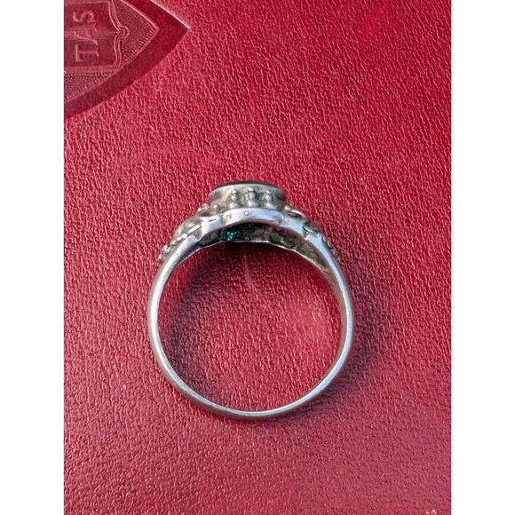 Vintage Green Glitter Sterling Ring Size 8 - Picture 4 of 10